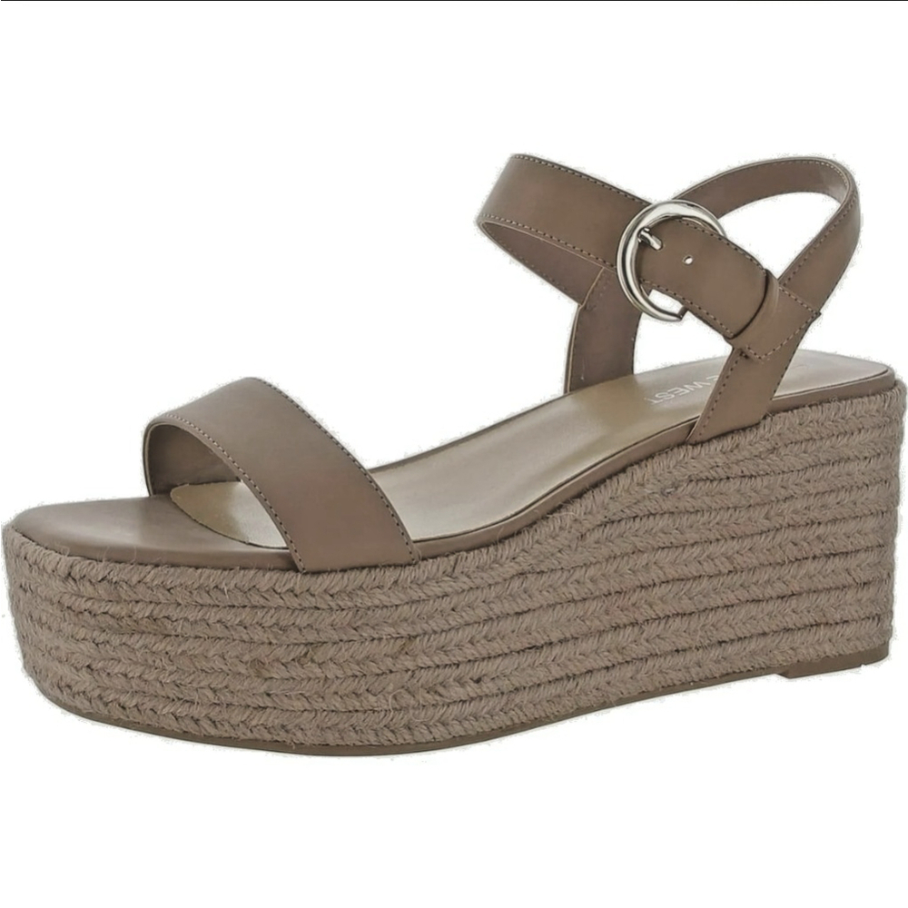 Nine West Women Classic Chunky Dark Espadrille Platform Sandal TAN BEIGE 9 M - Picture 2 of 13